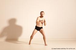 Underwear Martial art Man White Moving poses Slim Short Blond Dynamic poses Academic